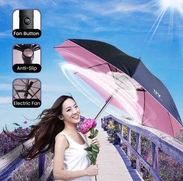 Portable Fan Umbrella with Built-in Cooling